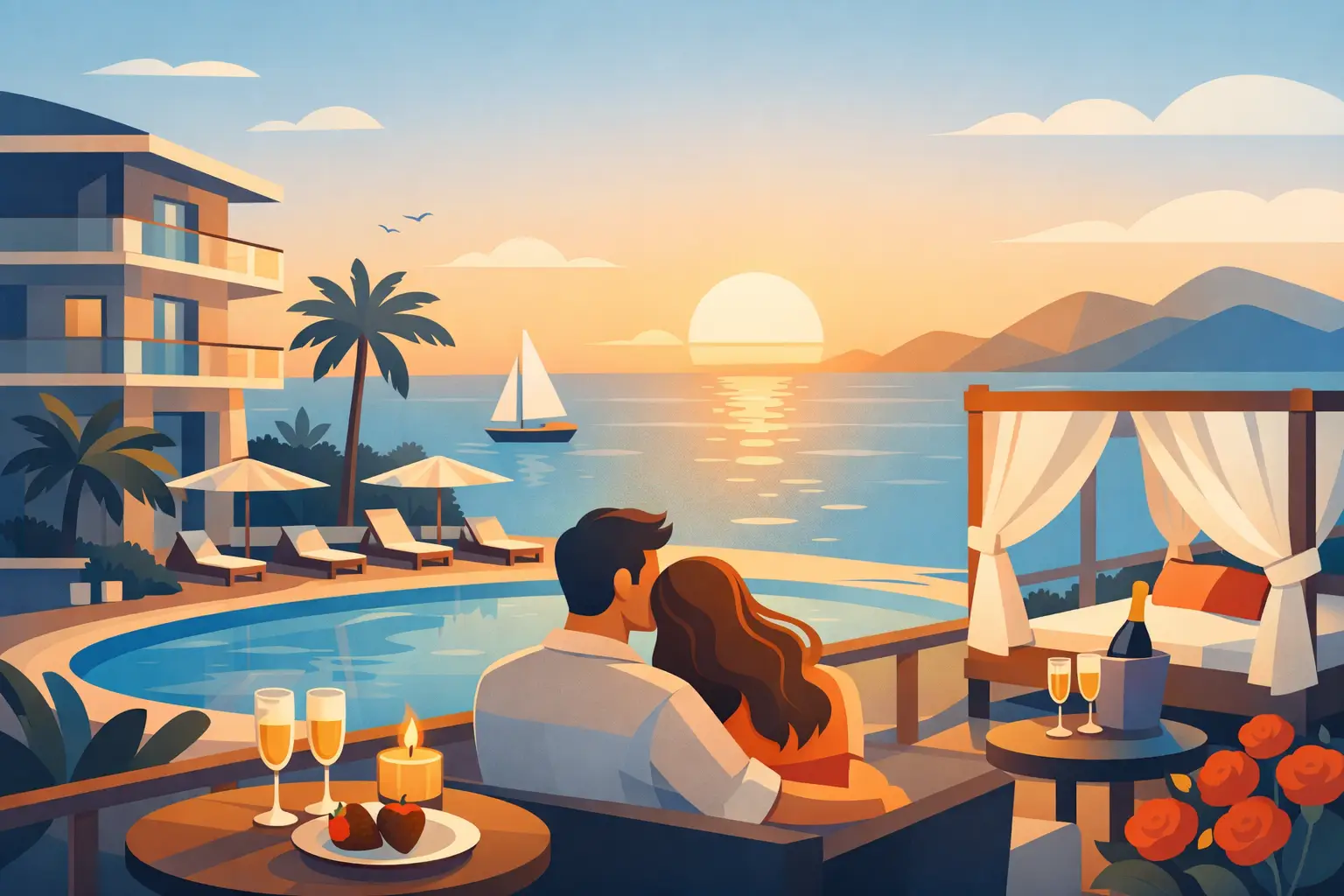Hotel para aniversario romántico frente al mar