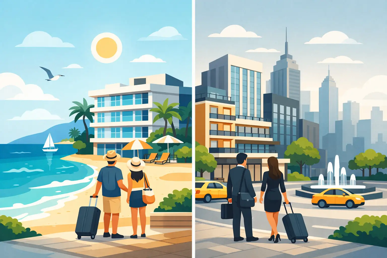 Hotel frente al mar o centro, ¿qué elegir?