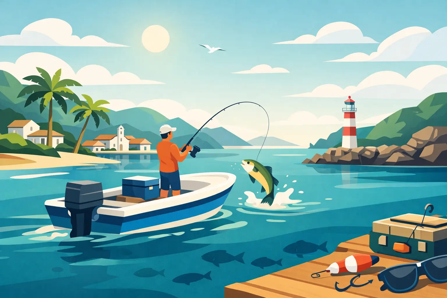 Guía de pesca en bahía en Barra de Navidad